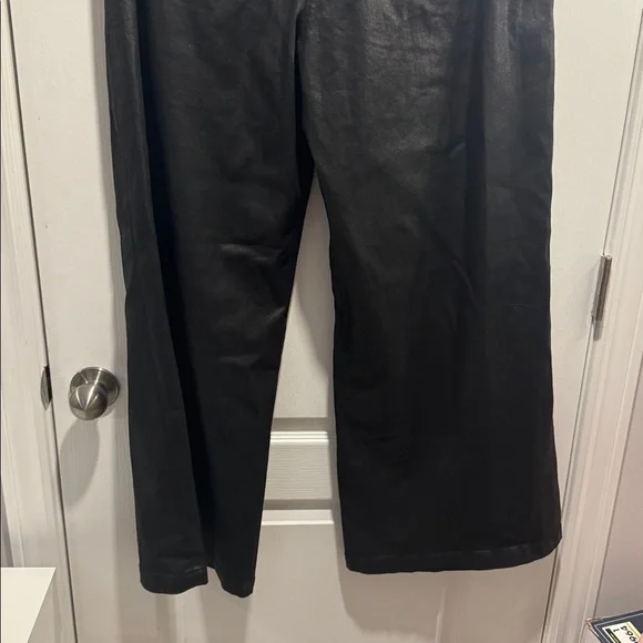 450 -American Eagle high rise ultra wide leg trouser - shiny black - Picture 7 of 11